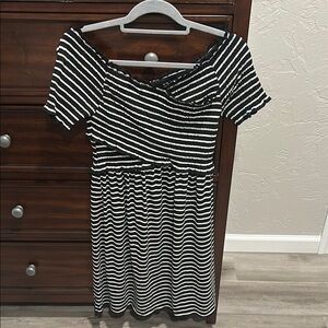 Jack by BB Dakota Black and White Off the Shoulder Midi Sundress